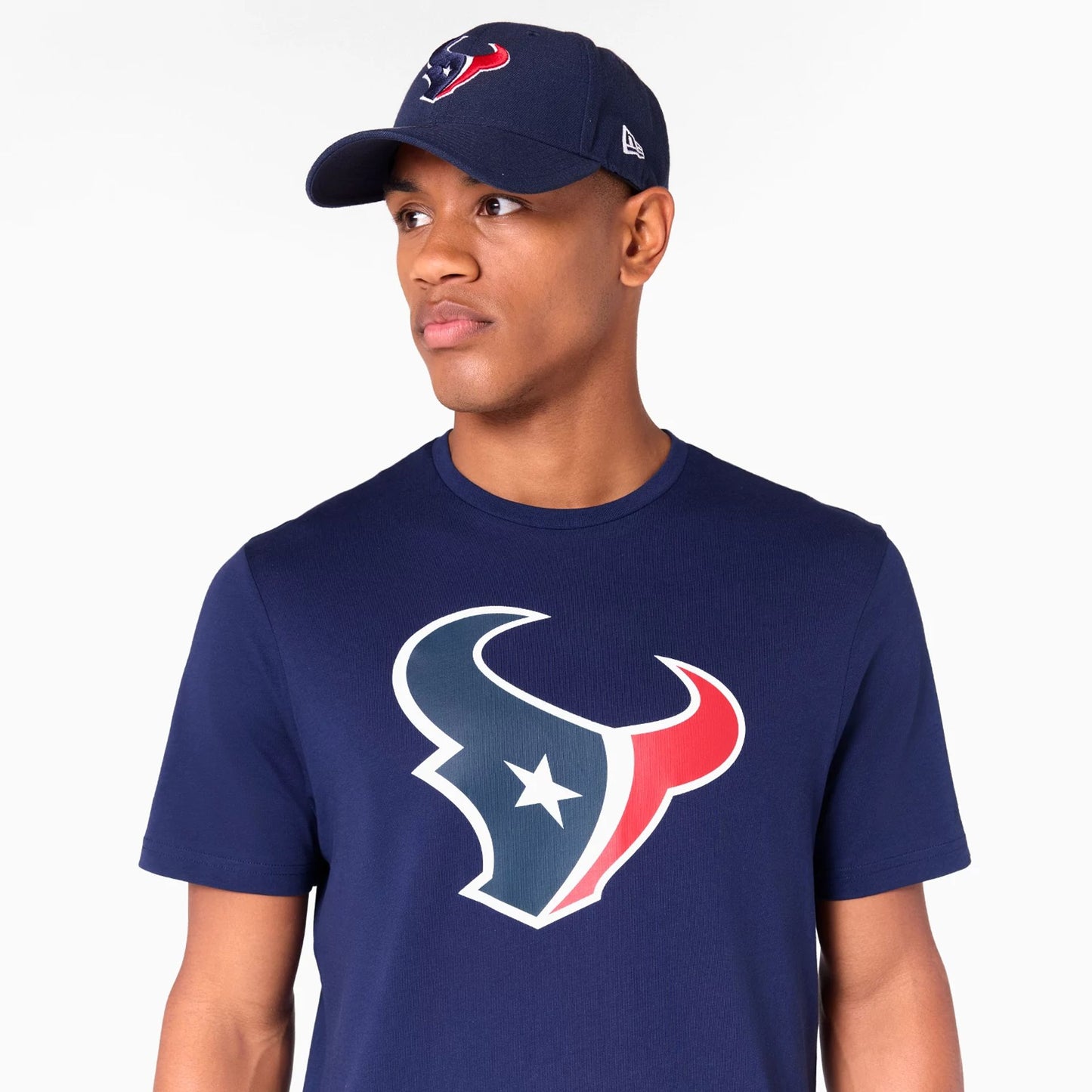 The Male model is wearing Houston Texans NFL Navy T-Shirt 5