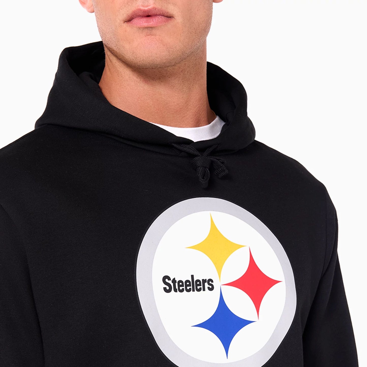 The Male model is wearing Pittsburgh Steelers NFL Black Pullover Hoodie 9