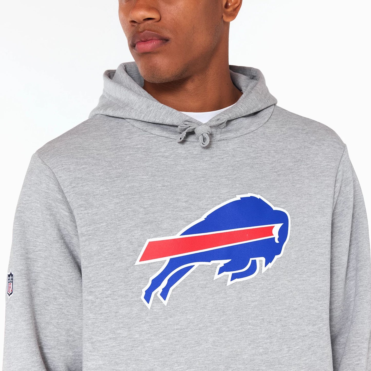 The Male model is wearing Buffalo Bills NFL Grey Pullover Hoodie 2