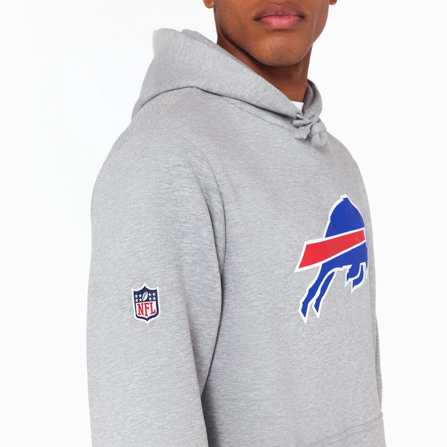 The Male model is wearing Buffalo Bills NFL Grey Pullover Hoodie 4