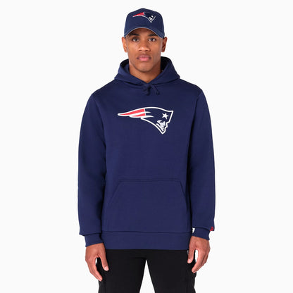 The Male model is wearing New England Patriots NFL Navy Pullover Hoodie 1