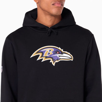 The Male model is wearing Baltimore Ravens NFL Black Pullover Hoodie 3