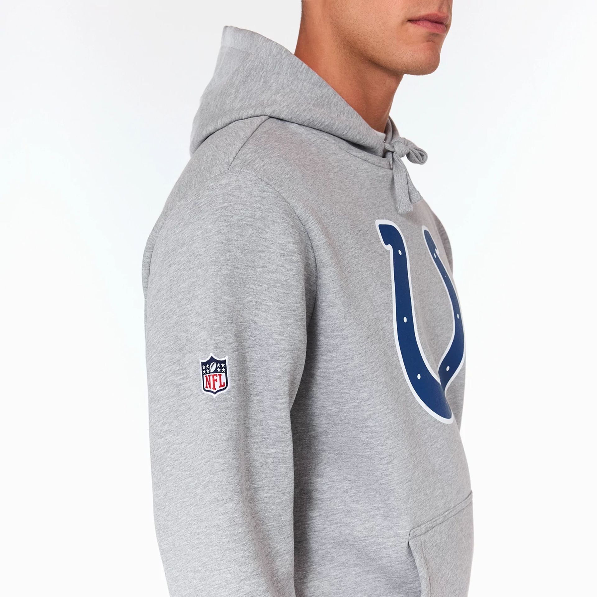 The Male model is wearing Indianapolis Colts NFL Grey Pullover Hoodie 3