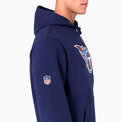 The Male model is wearing Tennessee Titans NFL Navy Pullover Hoodie 3