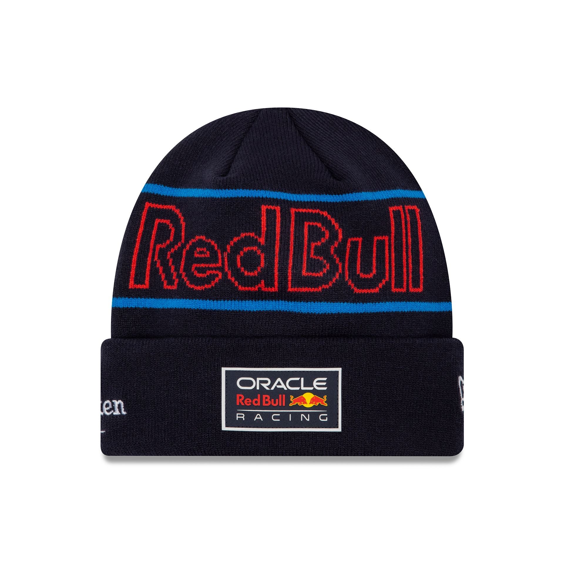 This is a Red Bull Racing Max Verstappen Team Dark Blue Cuff Knit Beanie Hat 1