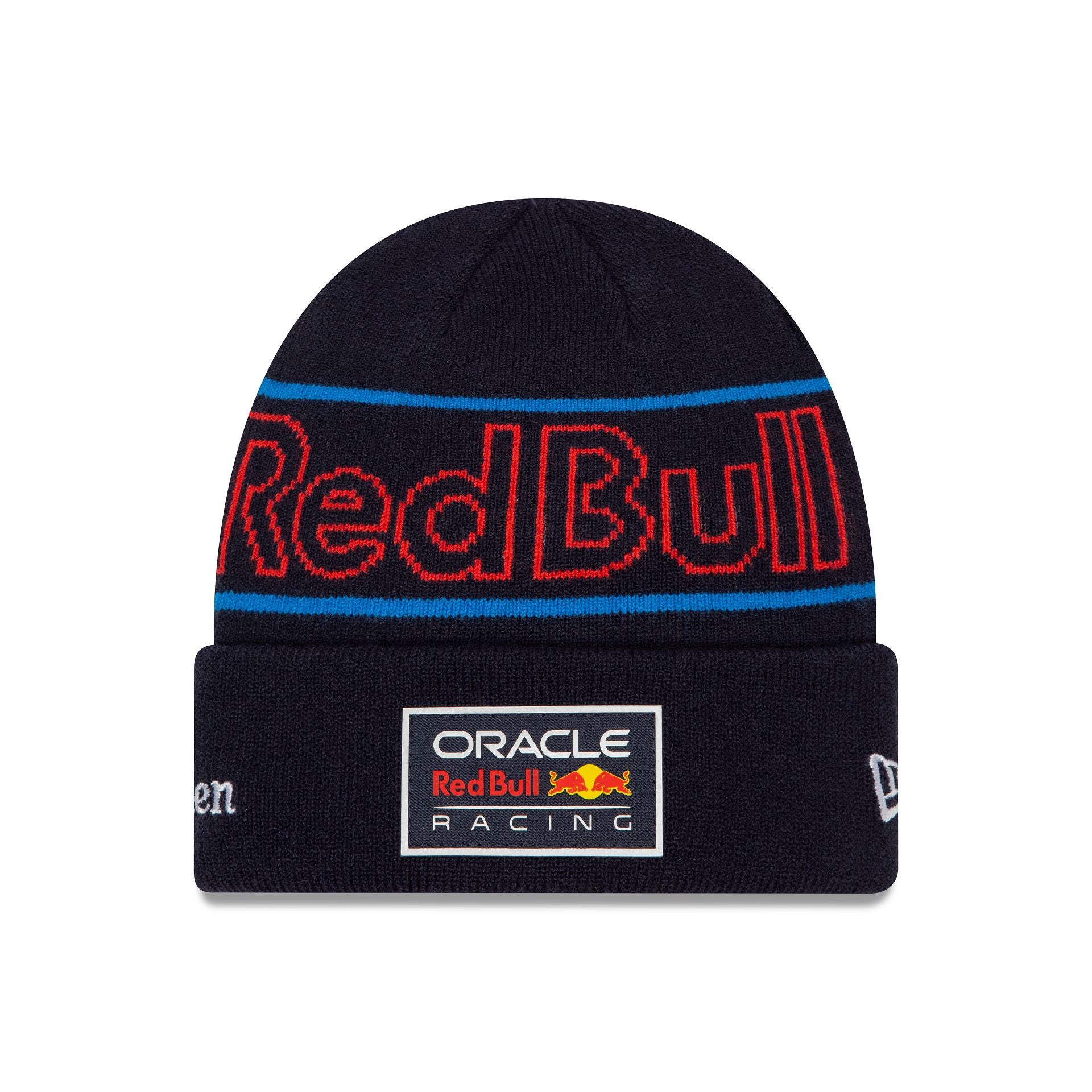 This is a Red Bull Racing Youth Max Verstappen Team Dark Blue Cuff Knit Beanie Hat 1