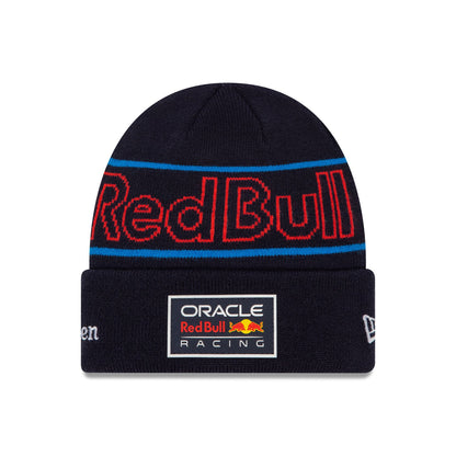 This is a Red Bull Racing Youth Max Verstappen Team Dark Blue Cuff Knit Beanie Hat 1