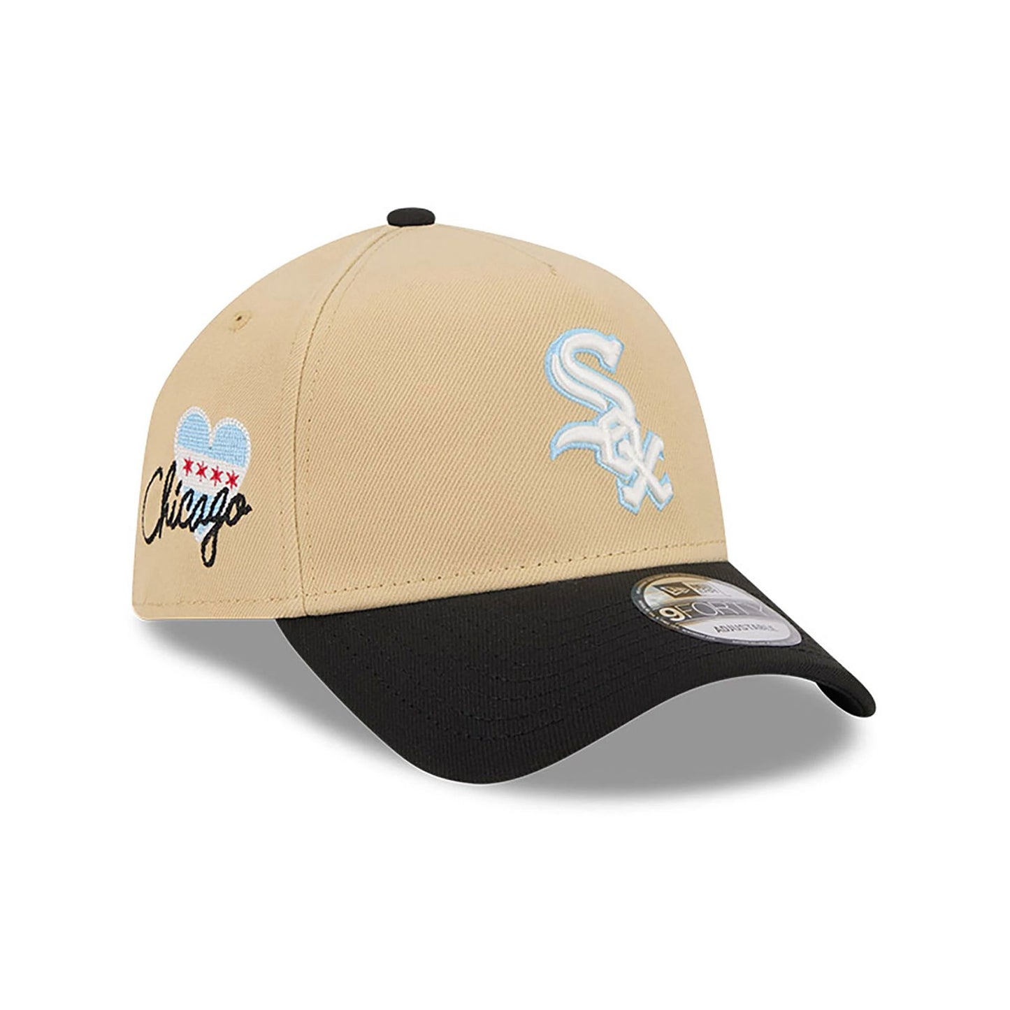 This is a Chicago White Sox City Sidepatch Light Beige 9FORTY A-Frame Adjustable Cap 1