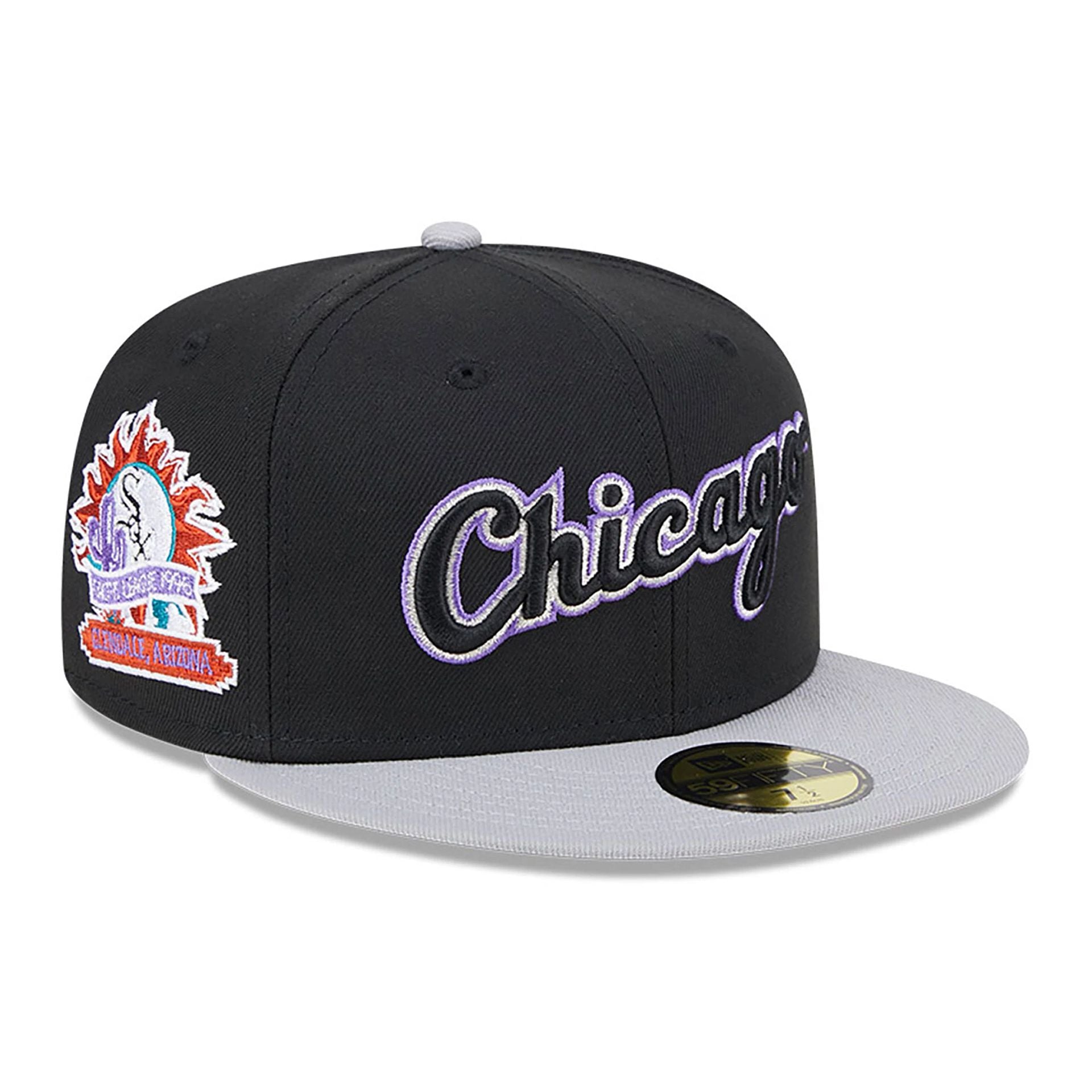 This is a Chicago White Sox Retro Spring Training Black 59FIFTY Fitted Cap 1