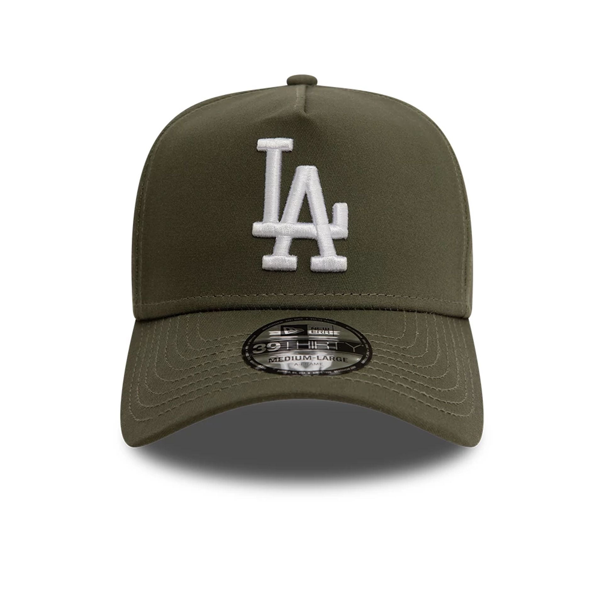 This is a LA Dodgers League Essential Khaki 39THIRTY A-Frame Stretch Fit Cap 4