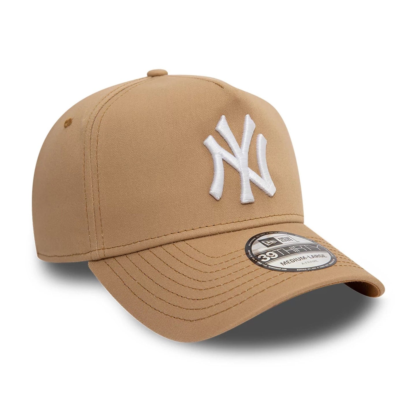 This is a New York Yankees League Essential Beige 39THIRTY A-Frame Stretch Fit Cap 3