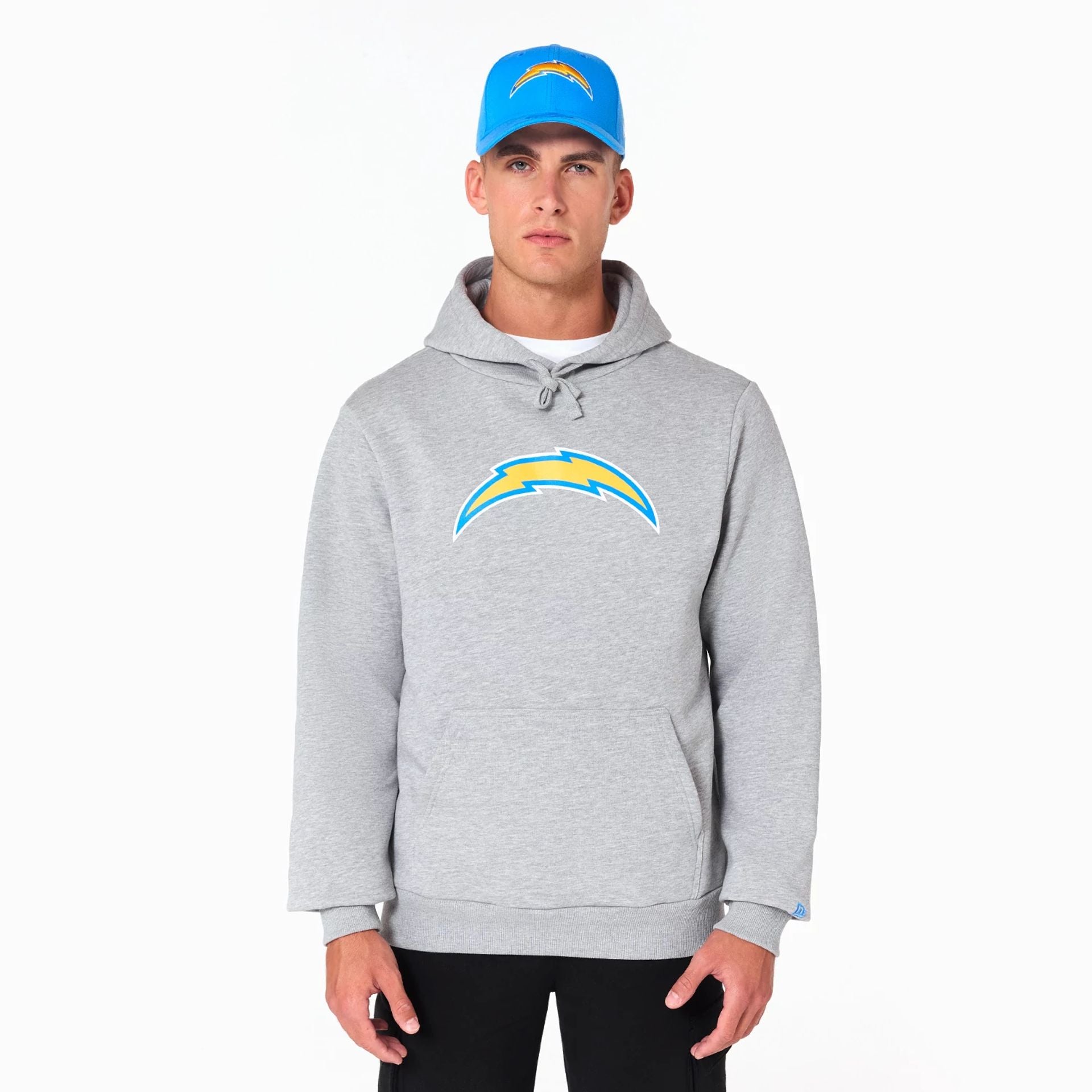 The Male model is wearing LA Chargers NFL Grey Pullover Hoodie 1