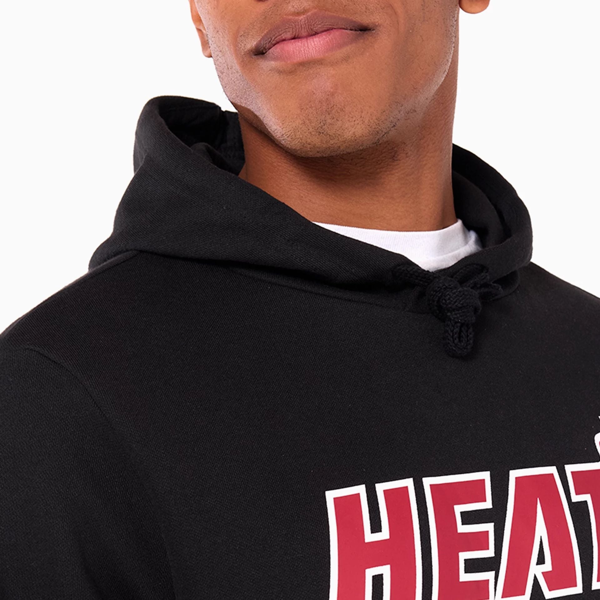 The Male model is wearing Miami Heat NBA Black Pullover Hoodie 2