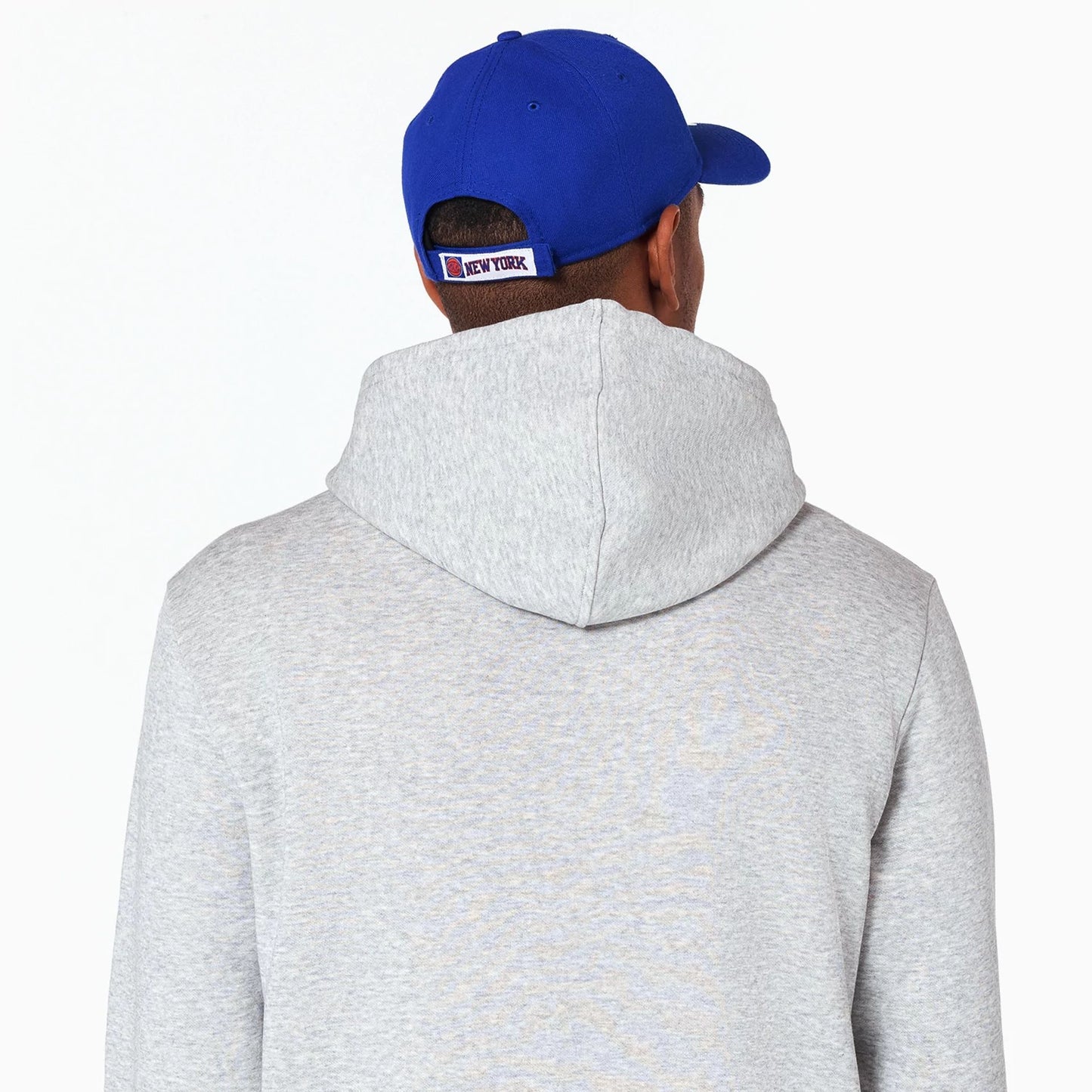 The Male model is wearing New York Knicks NBA Grey Pullover Hoodie 6