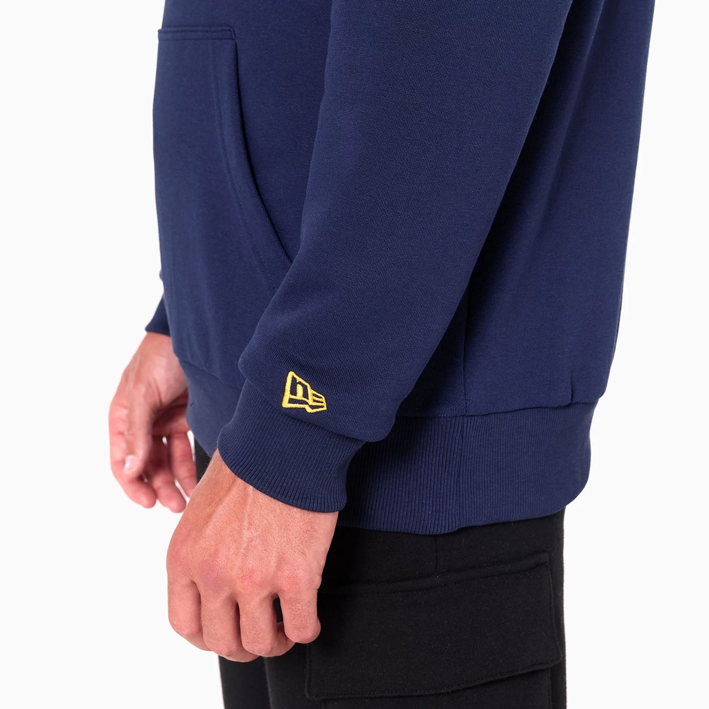 The Male model is wearing Denver Nuggets NBA Navy Pullover Hoodie 4