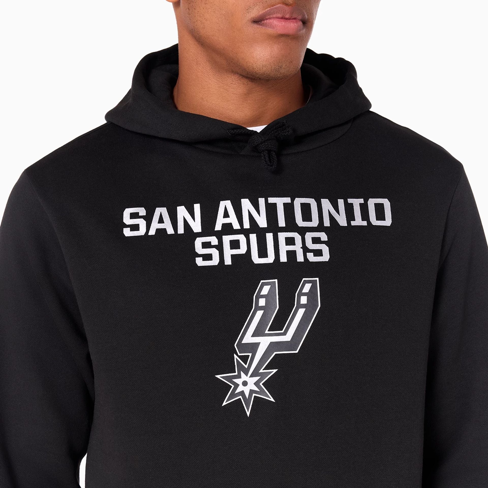 The Male model is wearing San Antonio Spurs NBA Black Pullover Hoodie 2