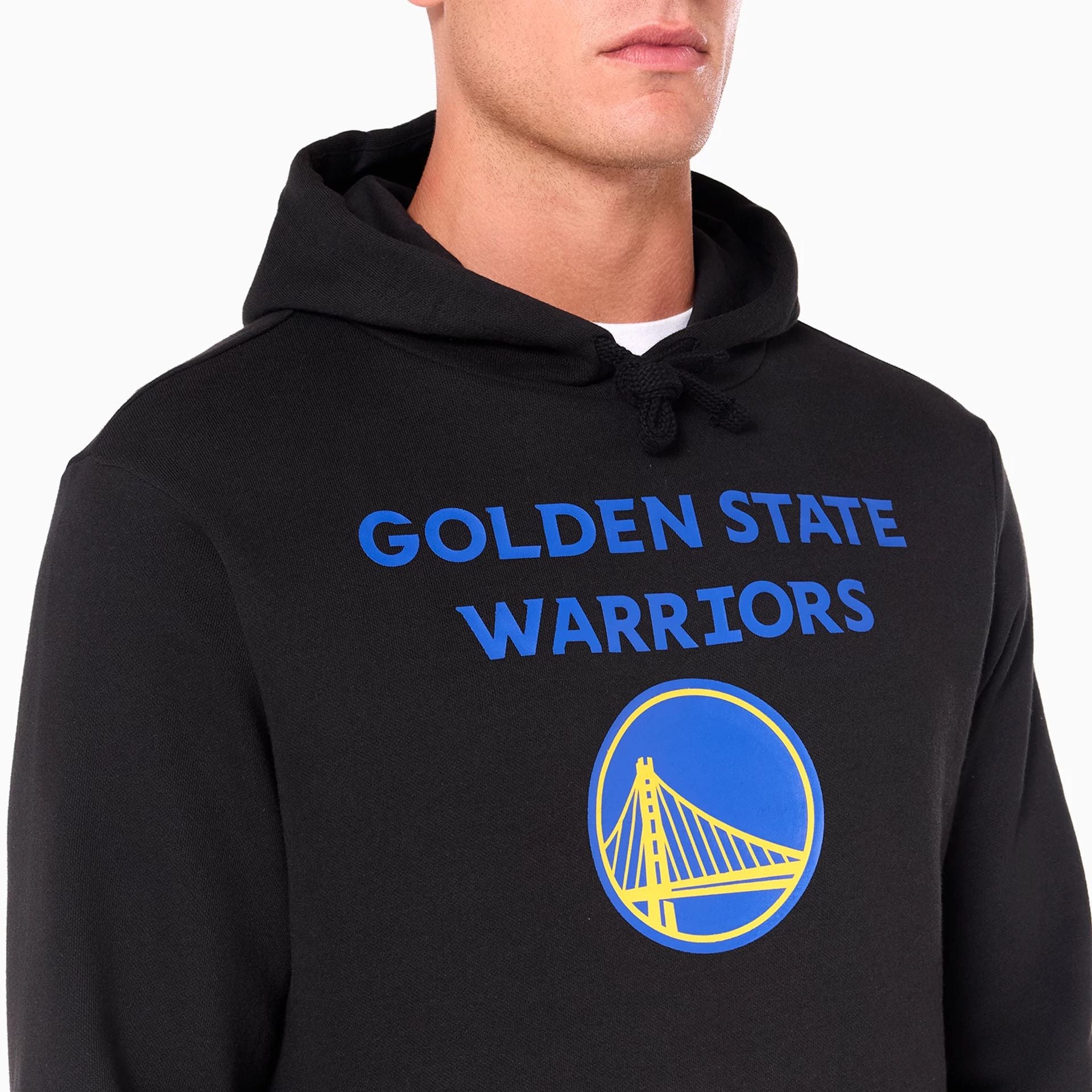 The Male model is wearing Golden State Warriors NBA Black Pullover Hoodie 4