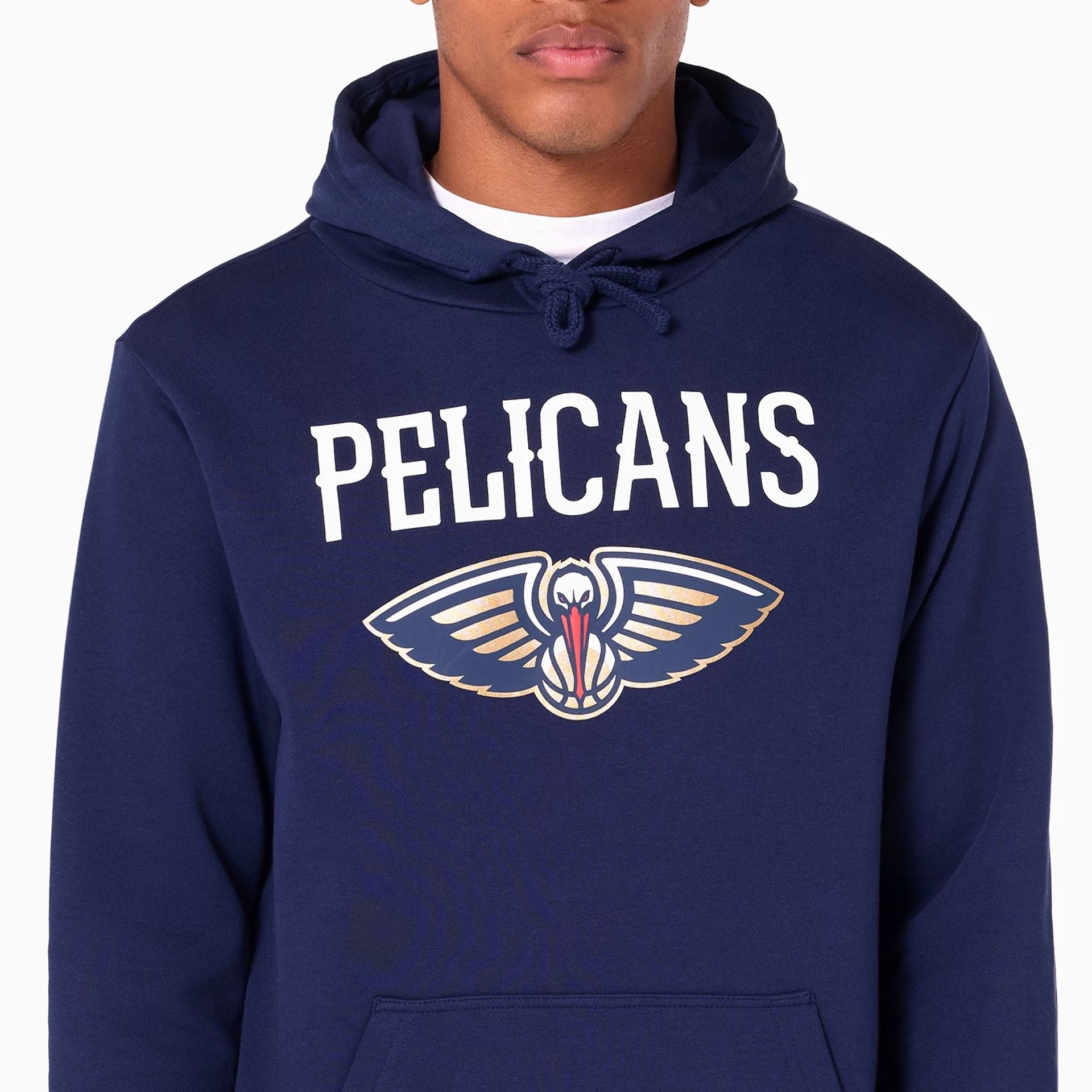 The Male model is wearing New Orleans Pelicans NBA Navy Pullover Hoodie 2