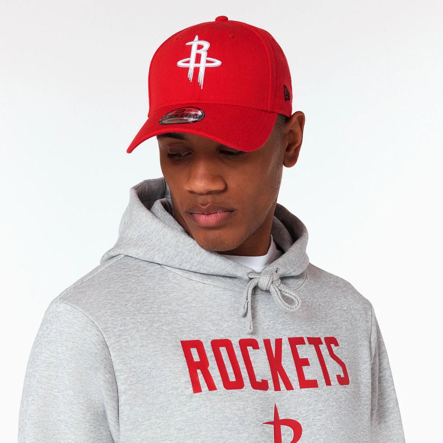 The Male model is wearing Houston Rockets NBA Grey Pullover Hoodie 5