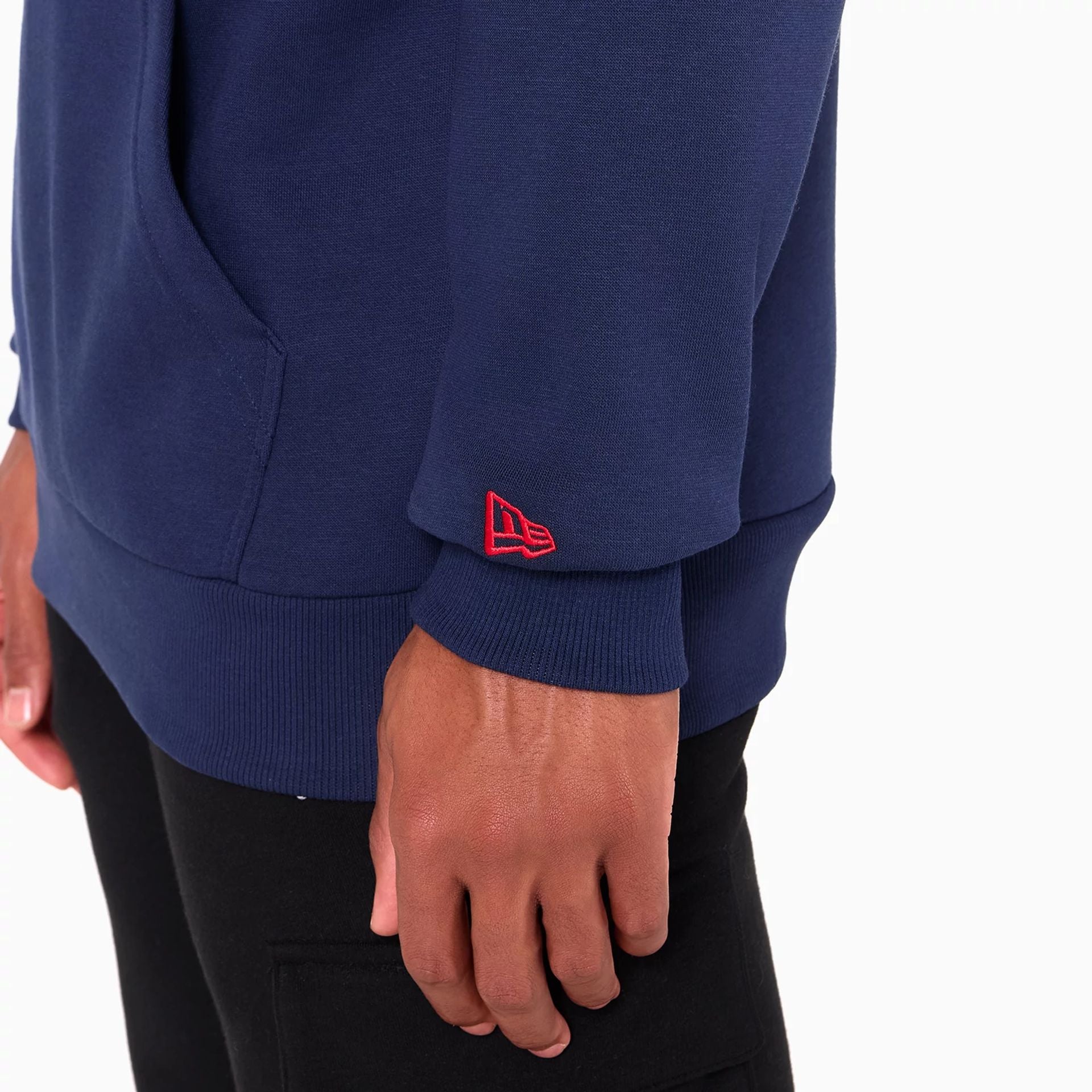 The Male model is wearing Philadelphia 76ers NBA Navy Pullover Hoodie 5