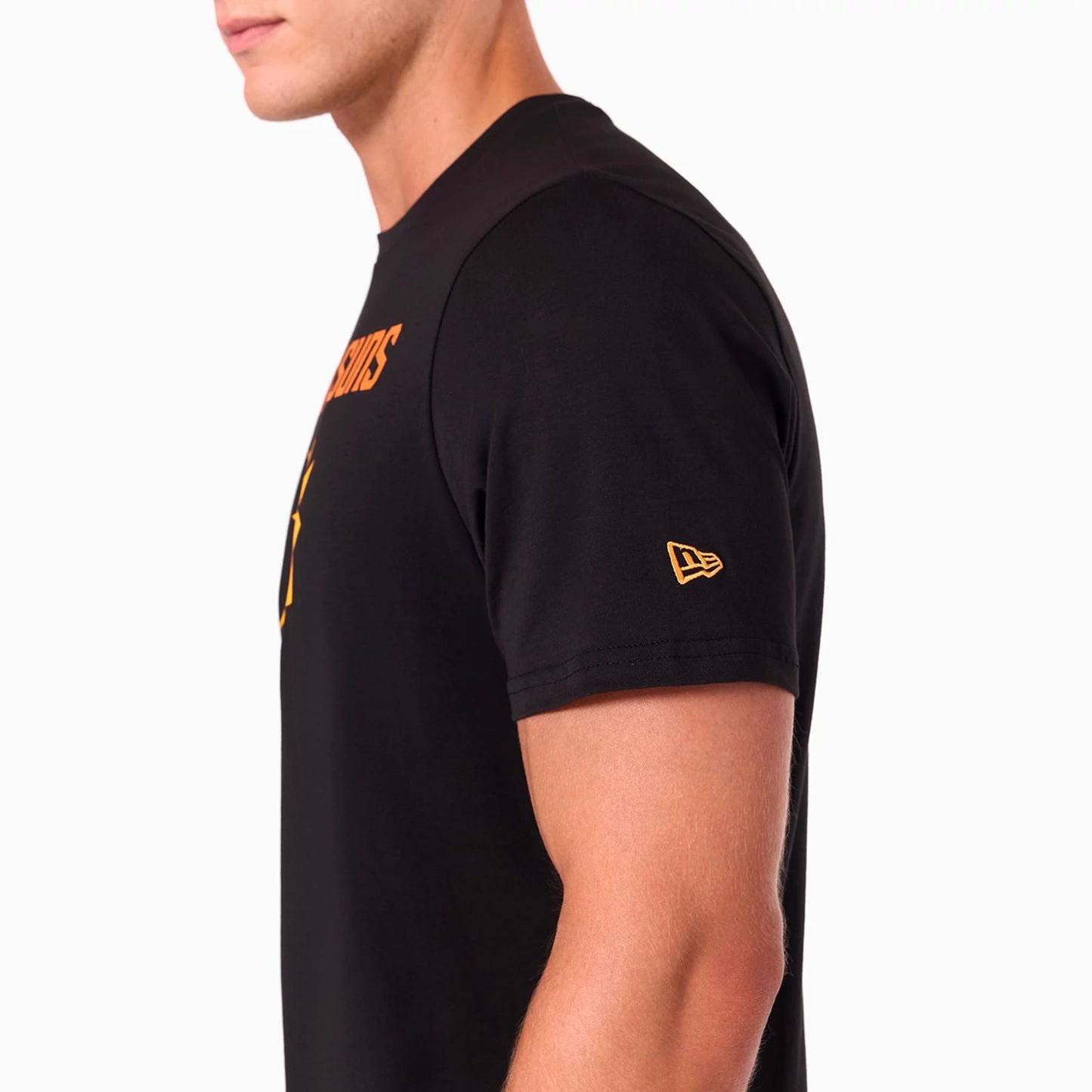 The Male model is wearing Phoenix Suns NBA Black T-Shirt 4