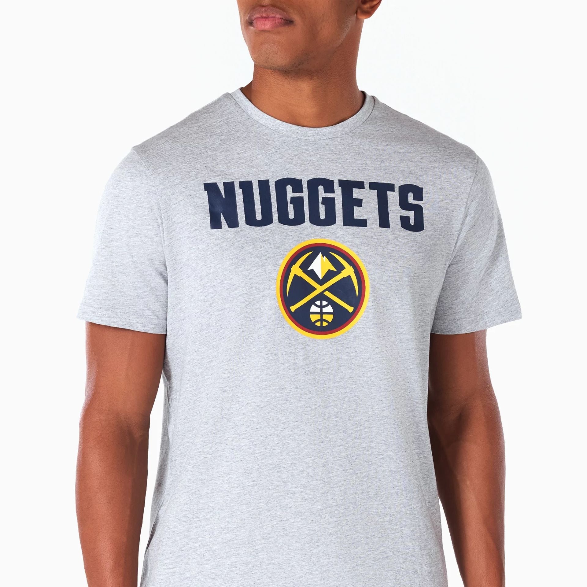 The Male model is wearing Denver Nuggets NBA Grey T-Shirt 2