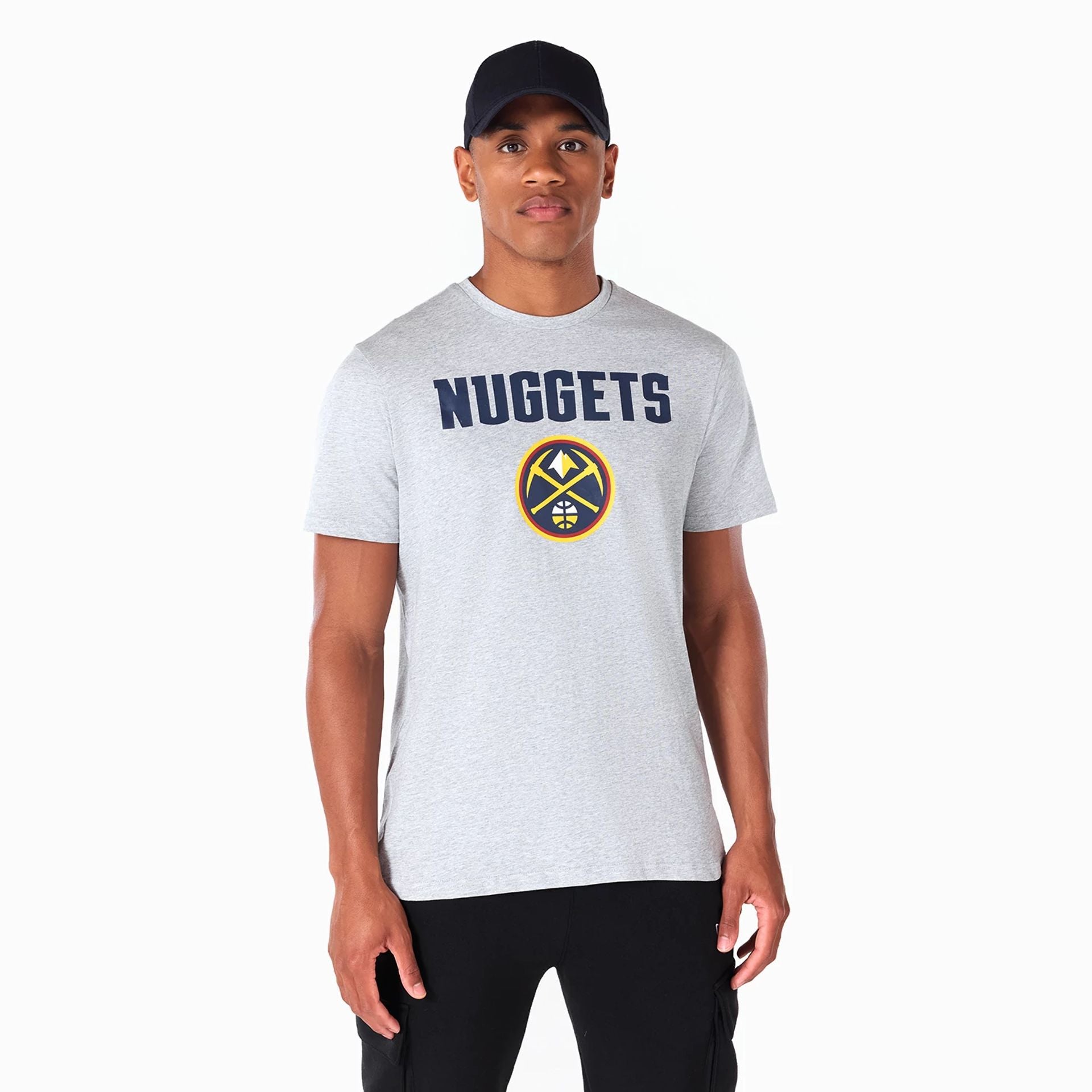 The Male model is wearing Denver Nuggets NBA Grey T-Shirt 1