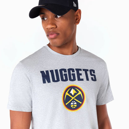 The Male model is wearing Denver Nuggets NBA Grey T-Shirt 5