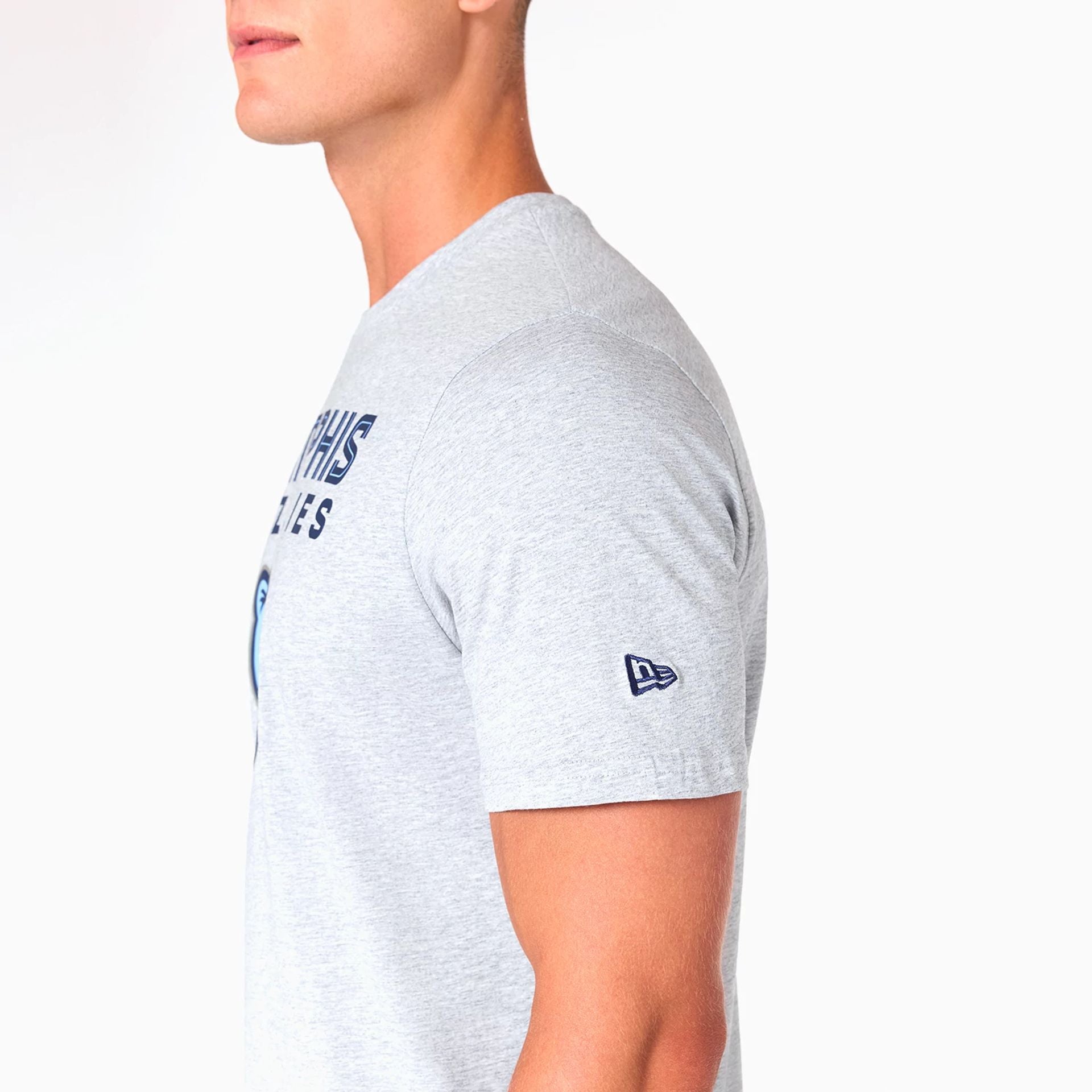 The Male model is wearing Memphis Grizzlies NBA Grey T-Shirt 4