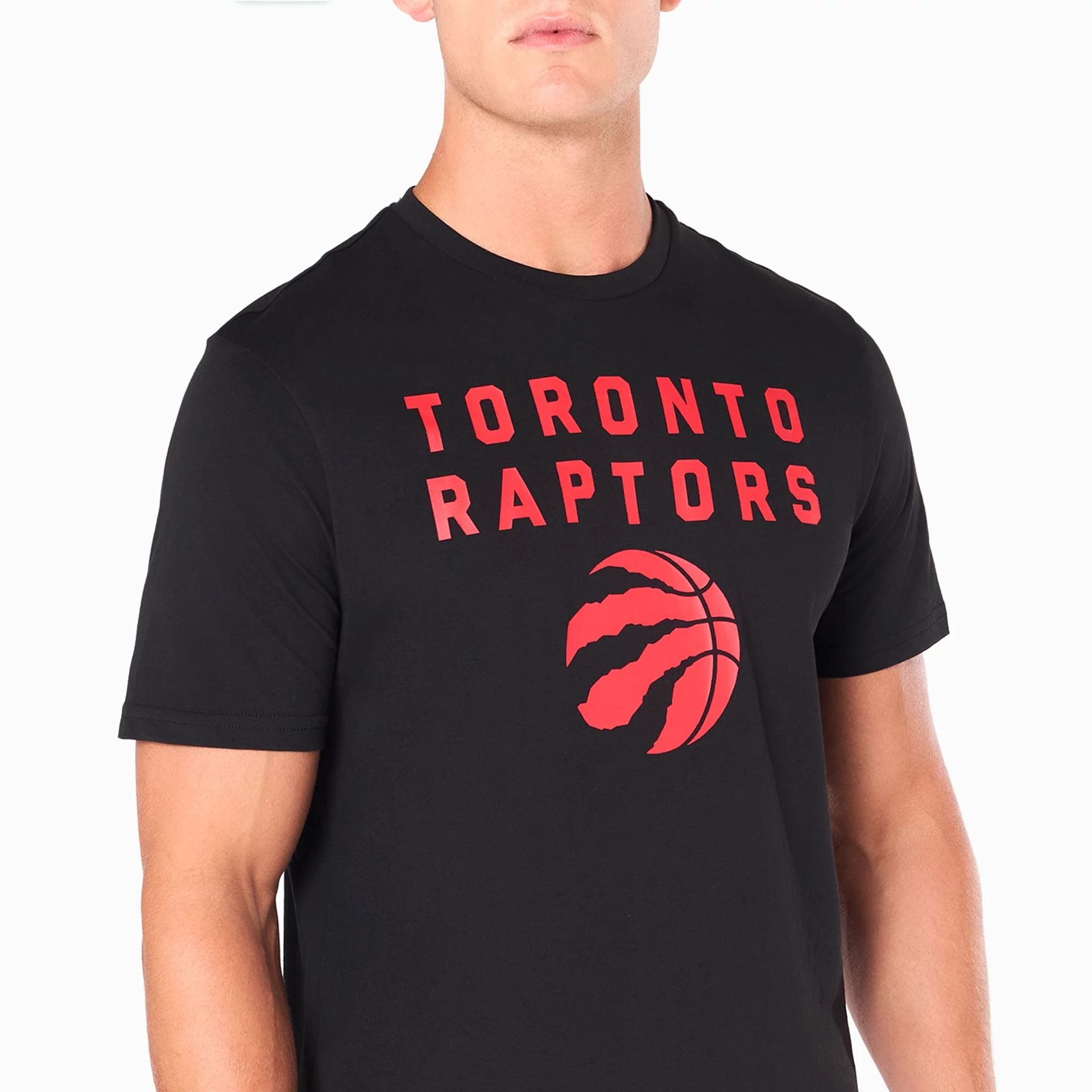 The Male model is wearing Toronto Raptors NBA Black T-Shirt 2