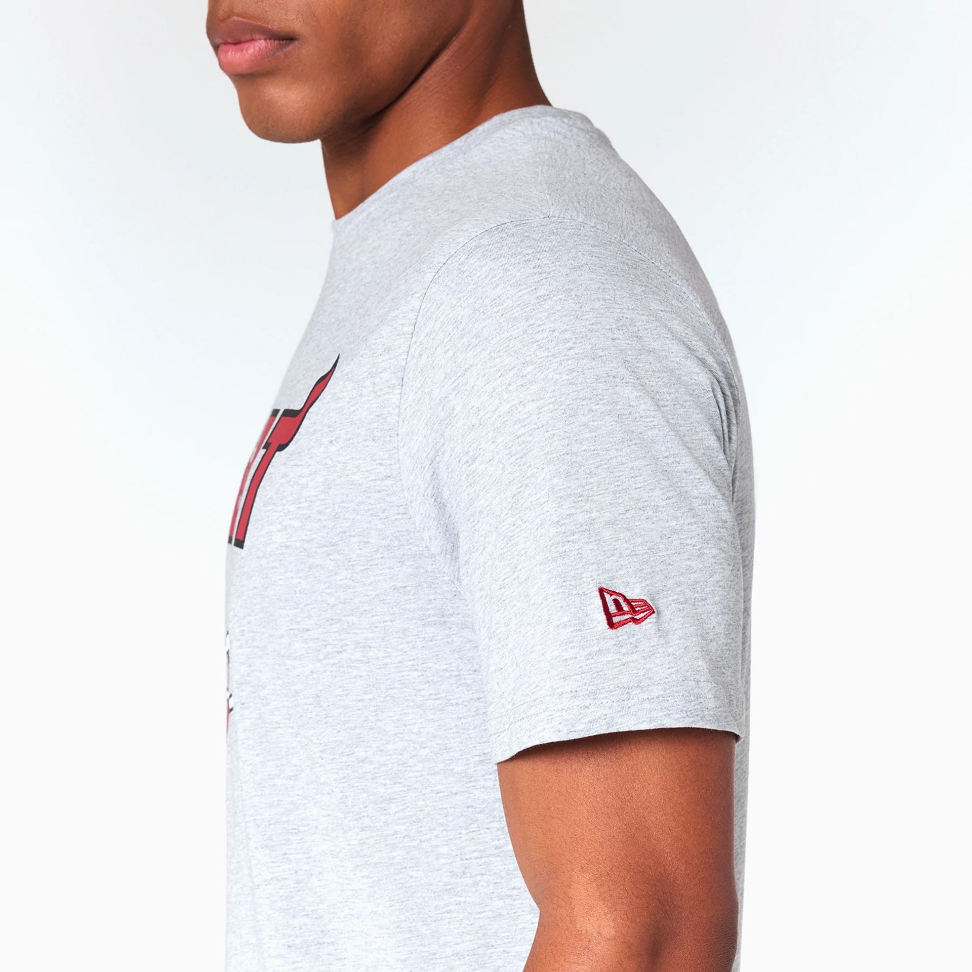 The Male model is wearing Miami Heat NBA Grey T-Shirt 4