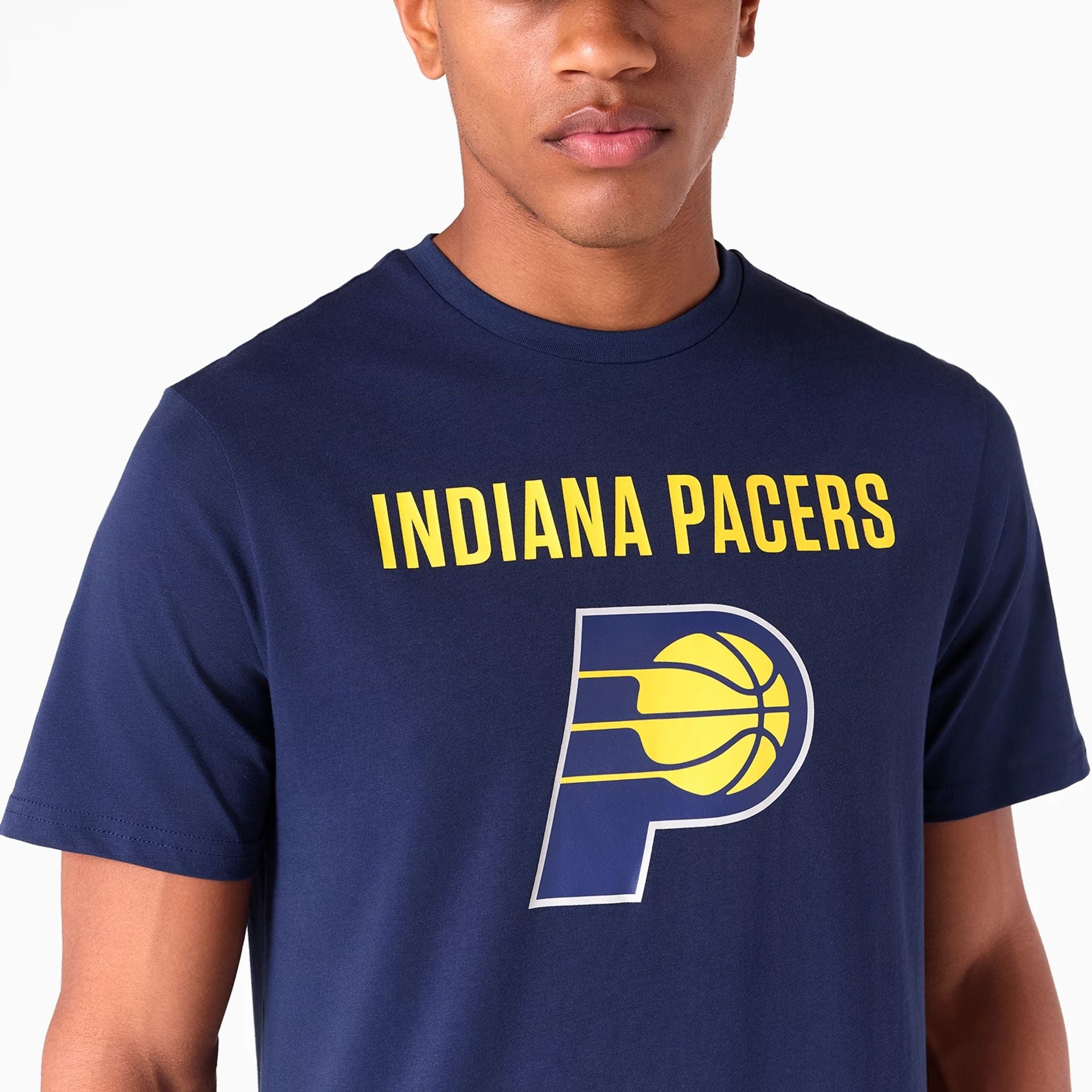 The Male model is wearing Indiana Pacers NBA Navy T-Shirt 2