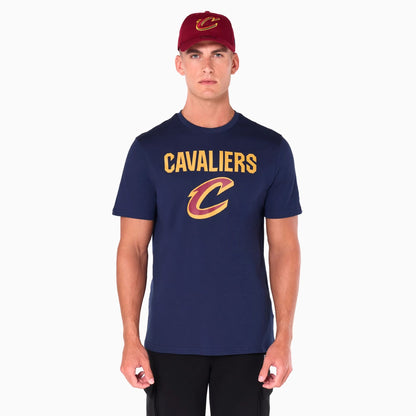 The Male model is wearing Cleveland Cavaliers NBA Navy T-Shirt 1