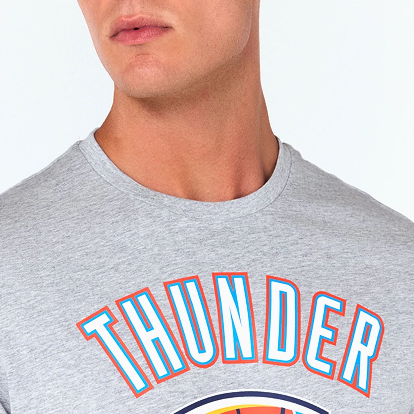 The Male model is wearing Oklahoma City Thunder NBA Grey T-Shirt 3