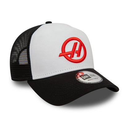 This is a Haas Formula 1 Black E-Frame Trucker Cap 3