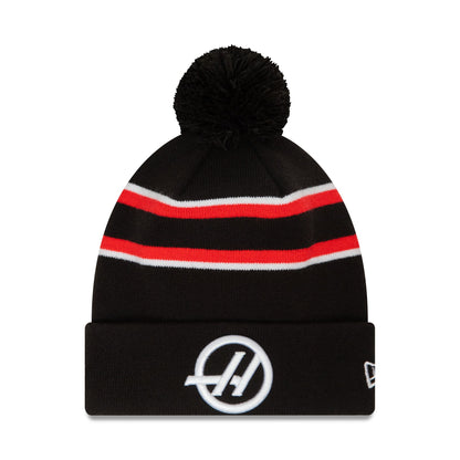 This is a Haas Formula 1 Team Black Cuff Knit Beanie Hat 2