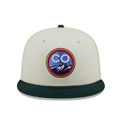 This is a Colorado Rockies City Mesh Chrome White 59FIFTY Fitted Cap 4