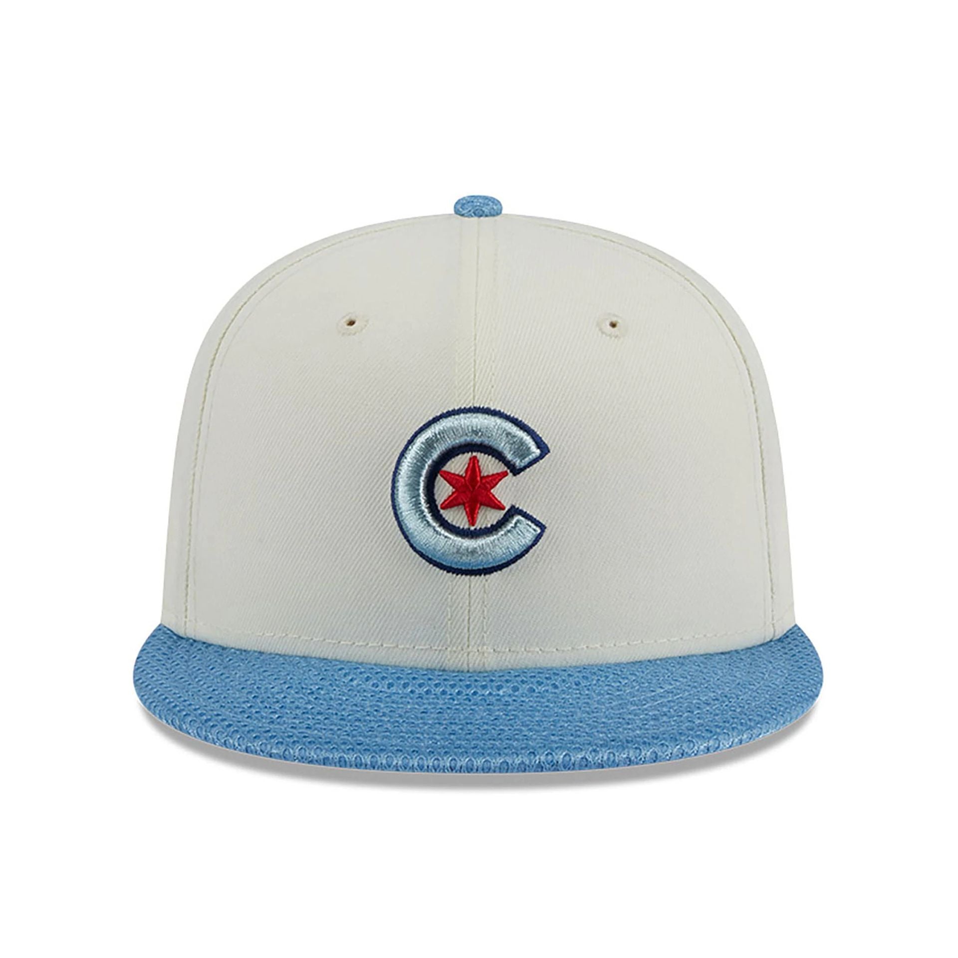 This is a Chicago Cubs City Mesh Chrome White 59FIFTY Fitted Cap 3