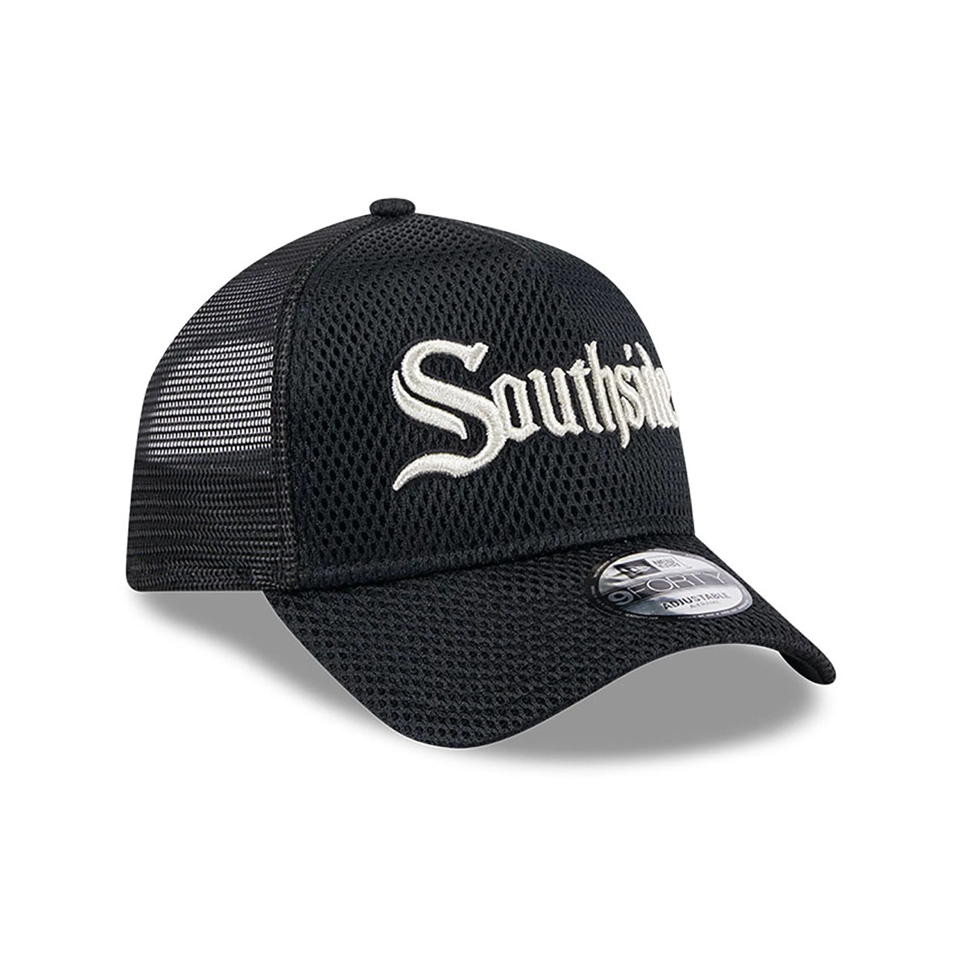 This is a Chicago White Sox City Mesh Black 9FORTY A-Frame Adjustable Trucker Cap 5