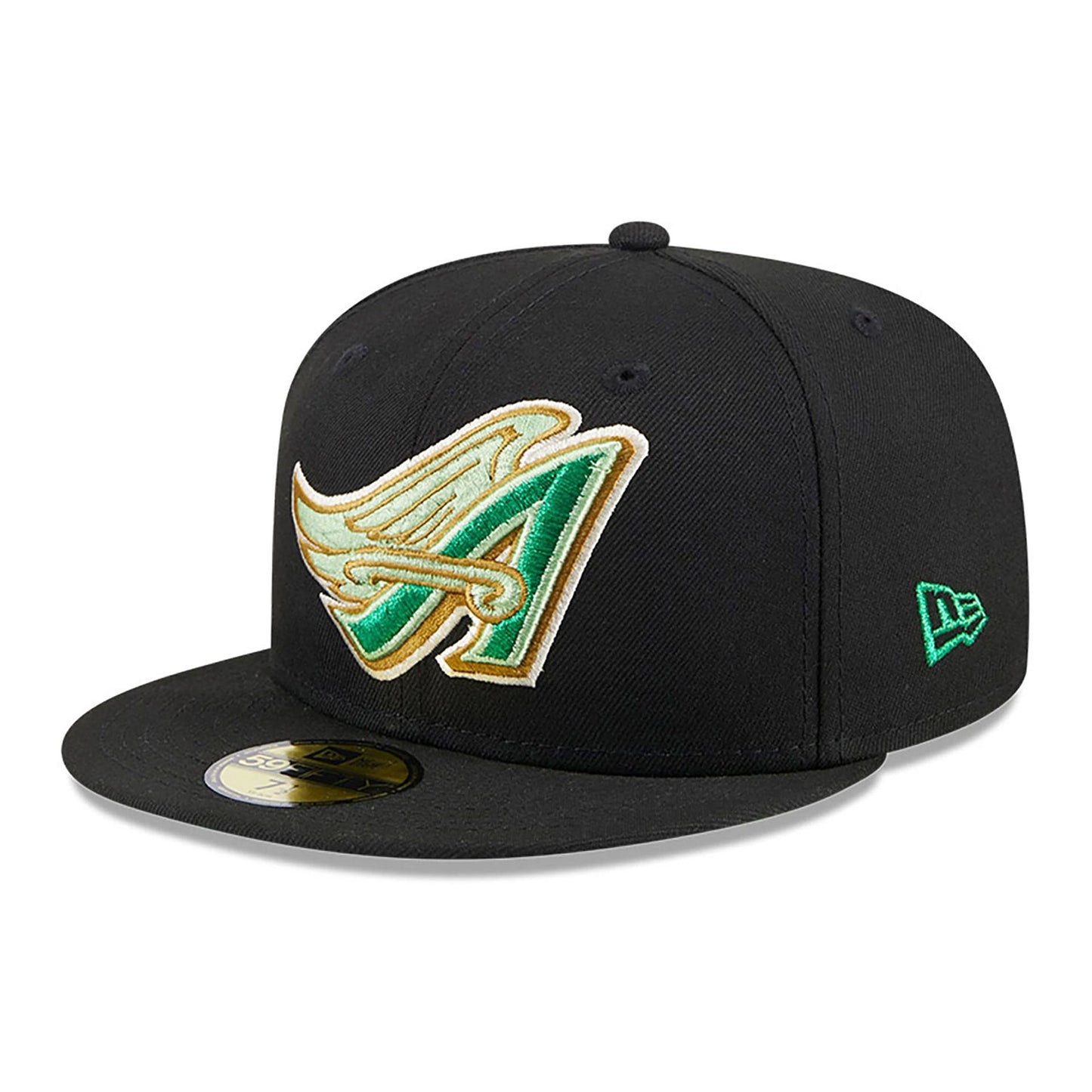 This is a LA Angels Metallic Green Pop Black 59FIFTY Fitted Cap 6