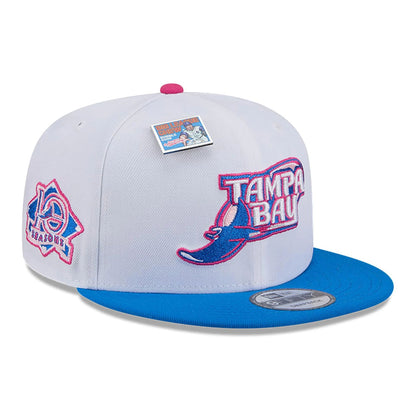 This is a Tampa Bay Rays MLB Big League Chew White 9FIFTY Snapback Cap 1