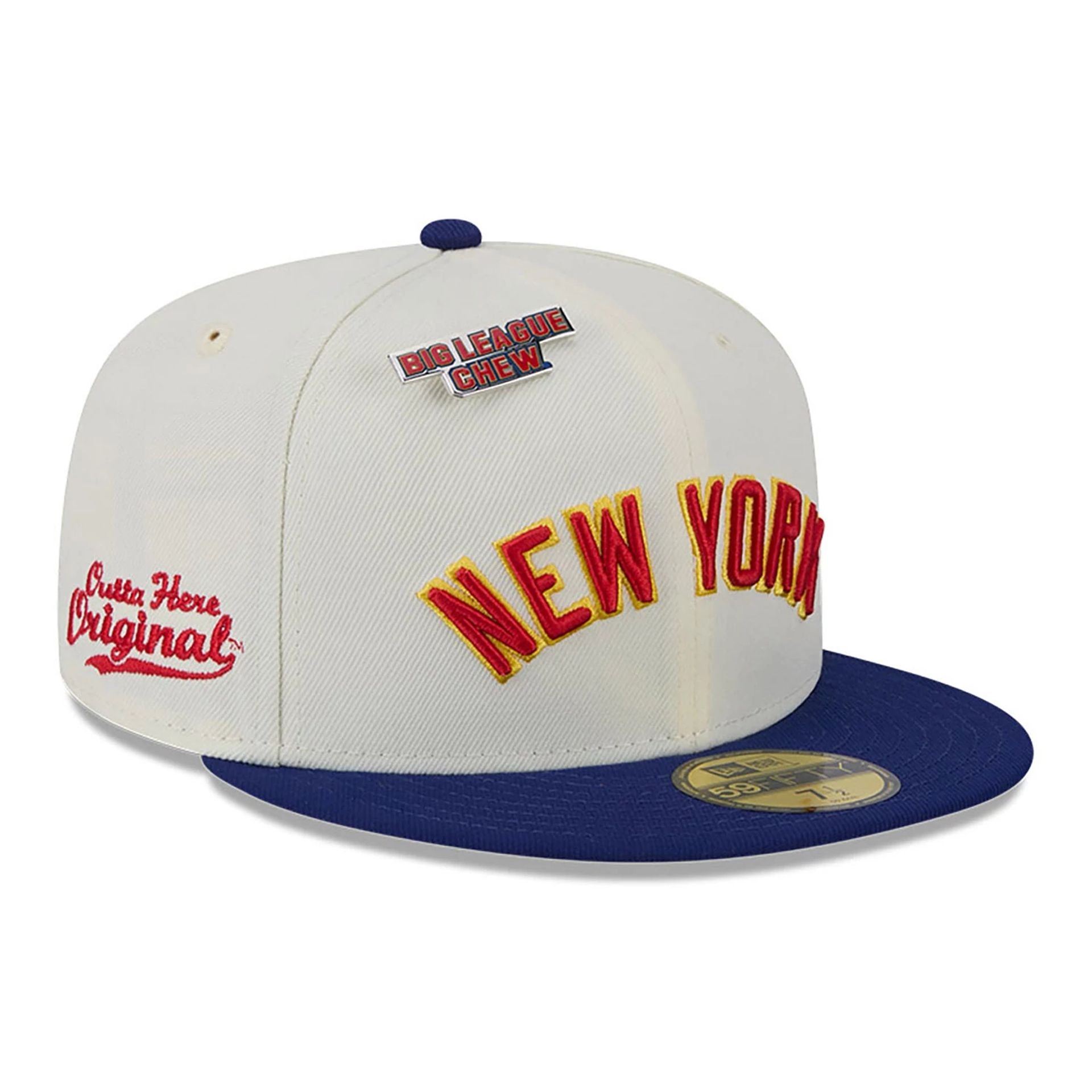 This is a New York Yankees MLB Big League Chew White 59FIFTY Fitted Cap 1