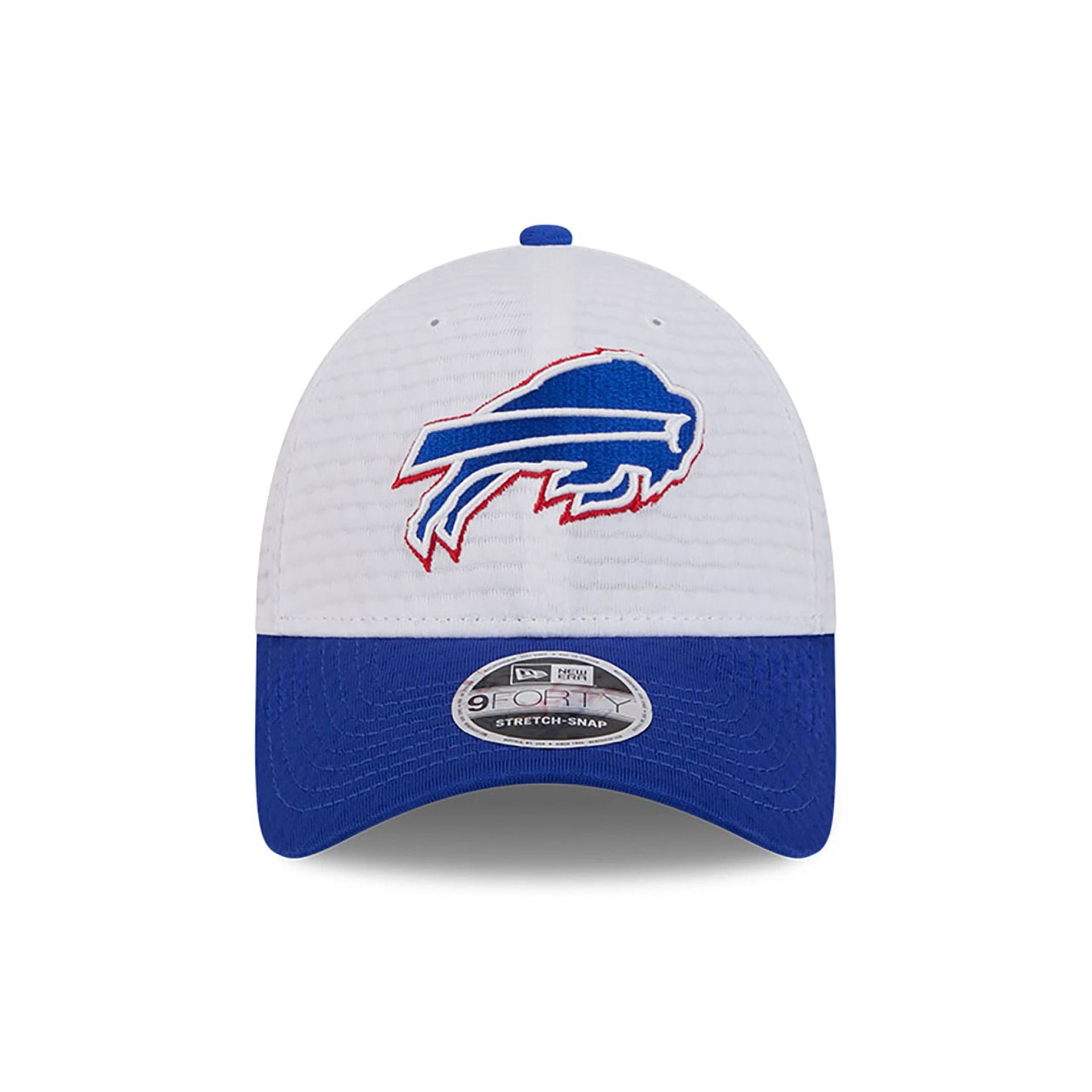 This is a Buffalo Bills NFL Training 2024 White 9FORTY Stretch Snap Cap 5