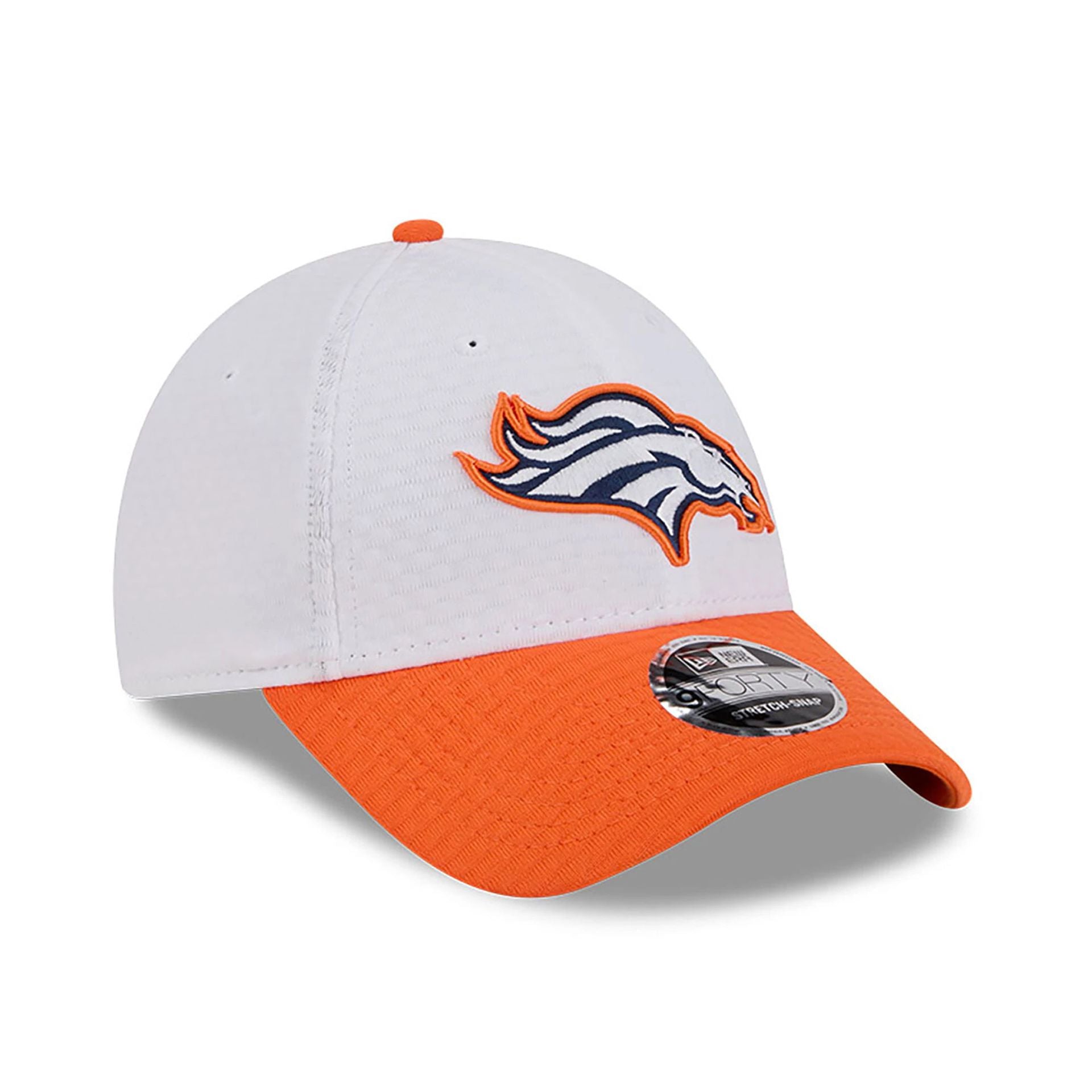 This is a Denver Broncos NFL Training 2024 White 9FORTY Stretch Snap Cap 3