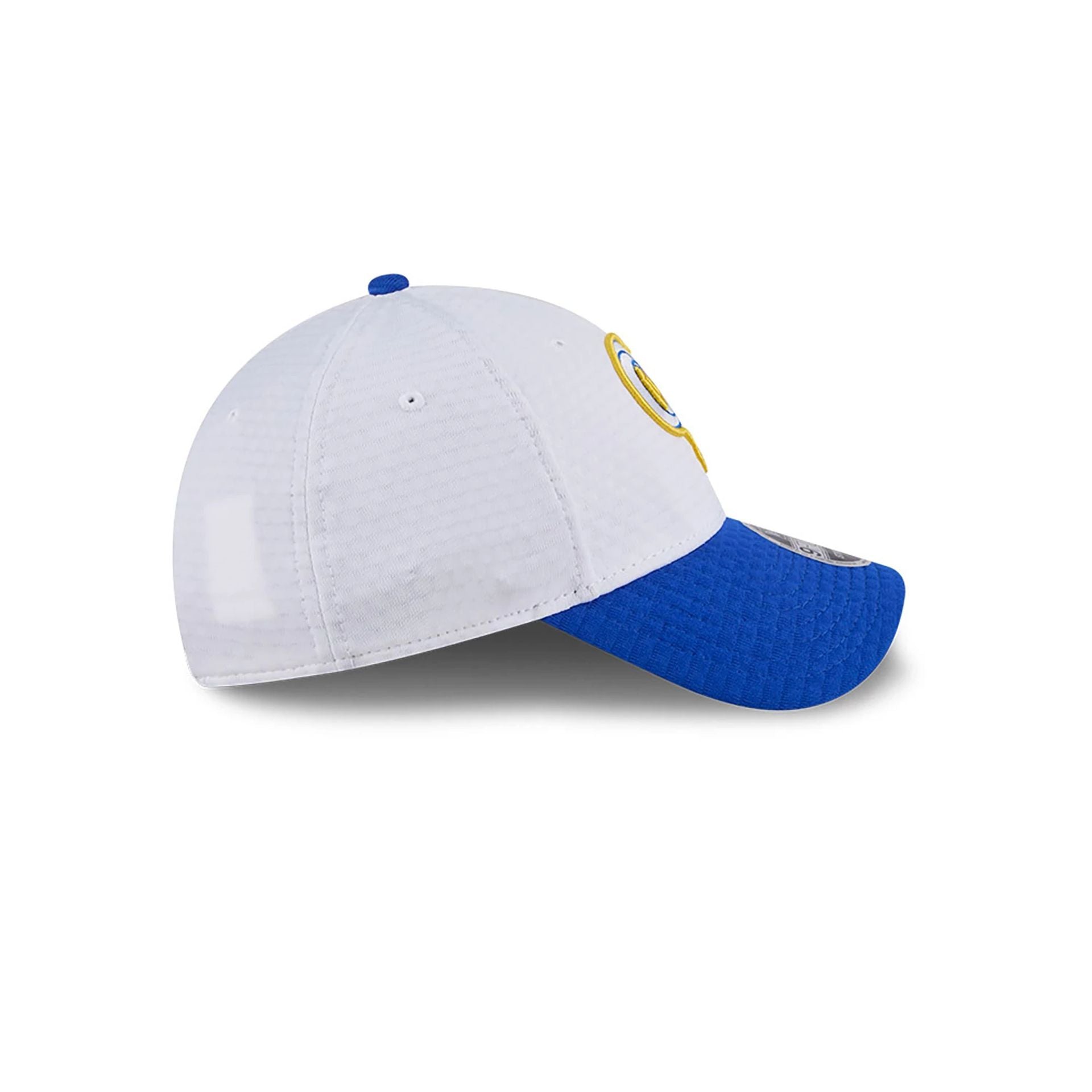 This is a LA Rams NFL Training 2024 White 9FORTY Stretch Snap Cap 6