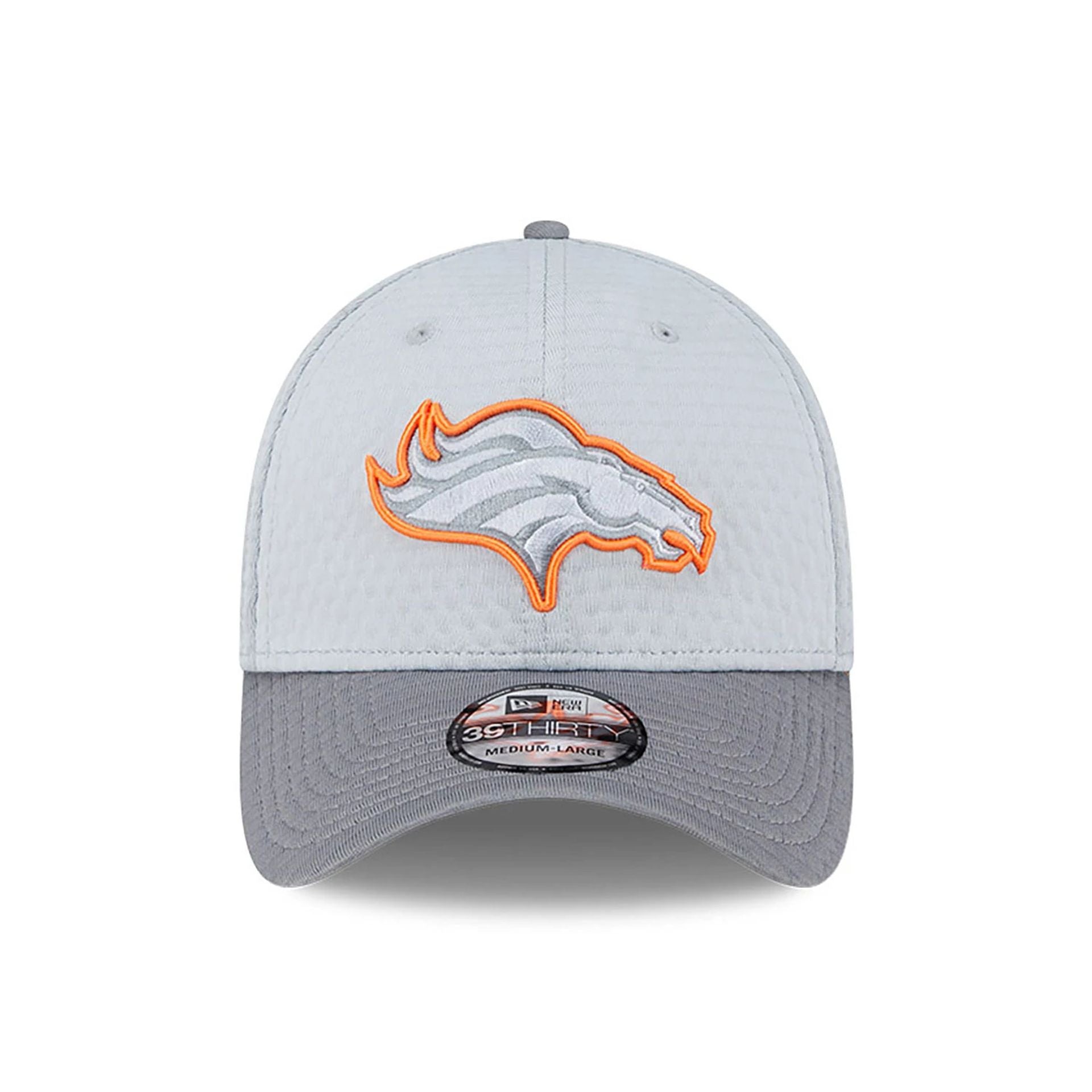 This is a Denver Broncos NFL Training 2024 Grey 39THIRTY Stretch Fit Cap 2