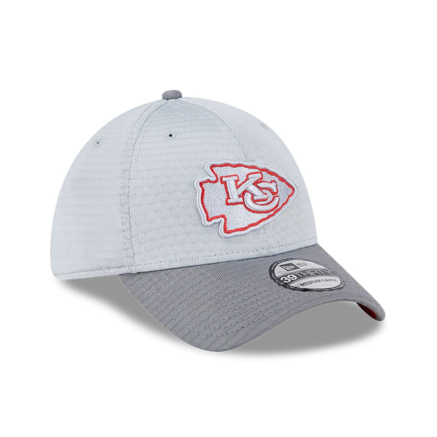 This is a Kansas City Chiefs NFL Training 2024 Grey 39THIRTY Stretch Fit Cap 4