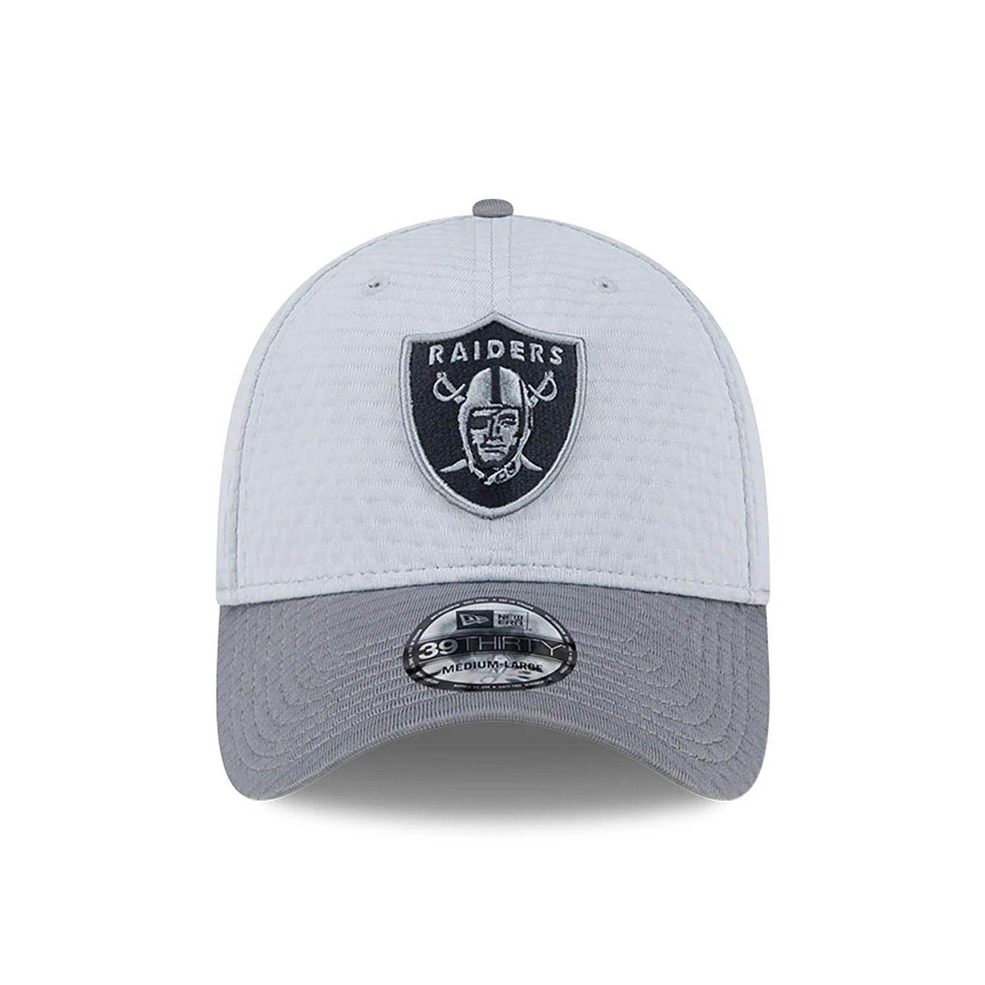 This is a Las Vegas Raiders NFL Training 2024 Grey 39THIRTY Stretch Fit Cap 5