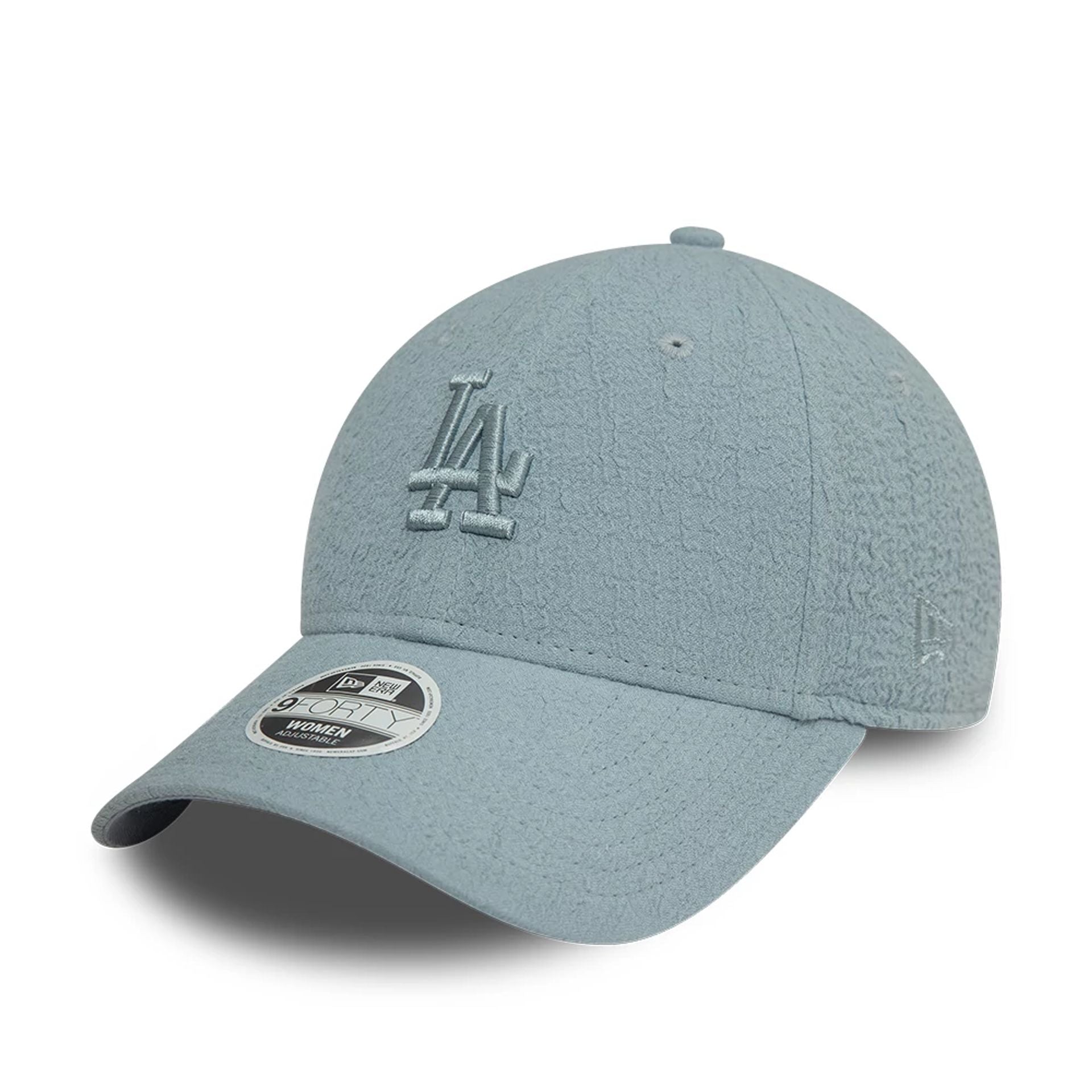 This is a LA Dodgers Womens Bubble Stitch Pastel Blue 9FORTY Adjustable Cap 1