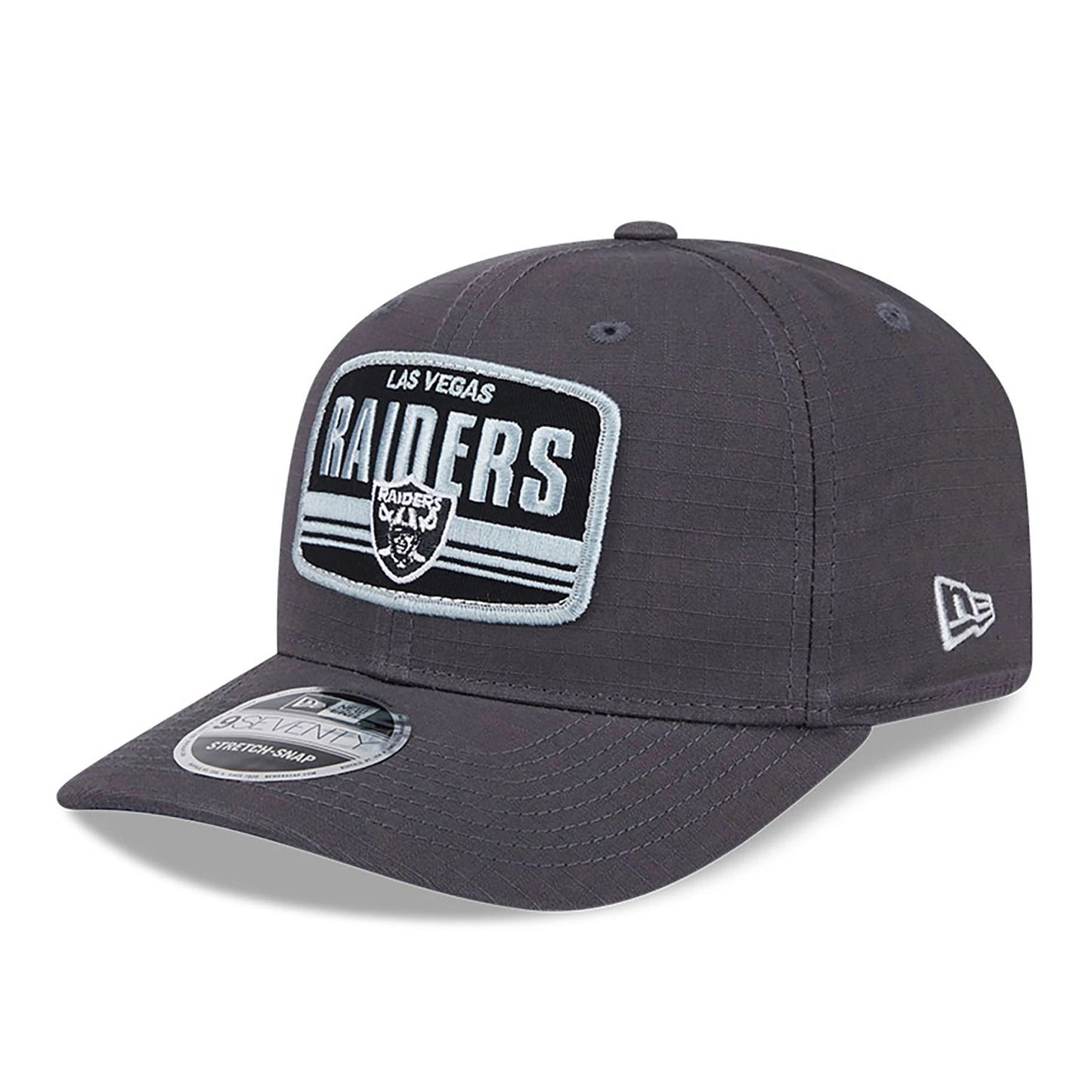 This is a Las Vegas Raiders Team Elevated Dark Grey 9SEVENTY Stretch Snap Adjustable Cap 1